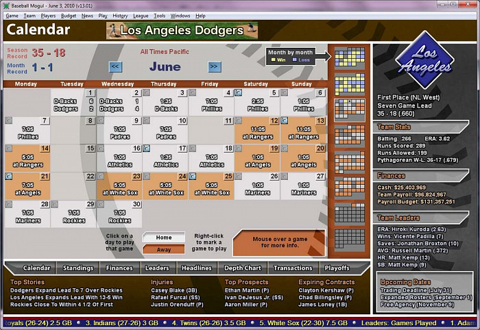 Скриншот из игры Baseball Mogul 2011