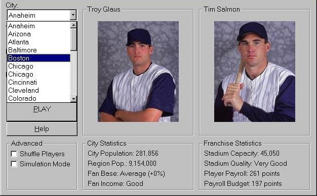 Скриншот из игры Baseball Mogul 2002