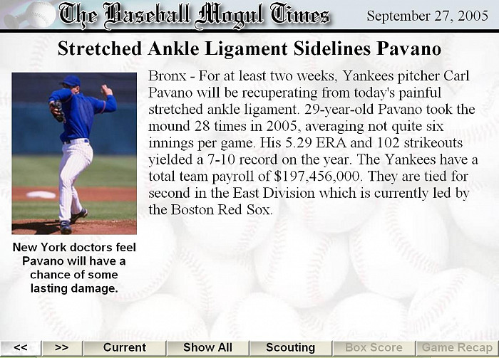 Скриншот из игры Baseball Mogul 2006