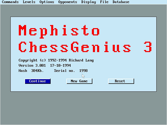 Скриншот из игры Mephisto Chess Genius 3