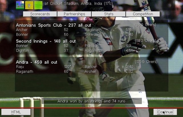 Скриншот из игры Michael Vaughan's Championship Cricket Manager