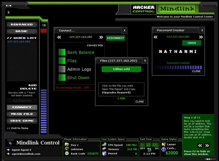 Скриншот из игры Mindlink Hacker: Digital Operations