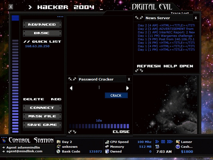 Скриншот из игры Mindlink Hacker 2004: Digital Evil