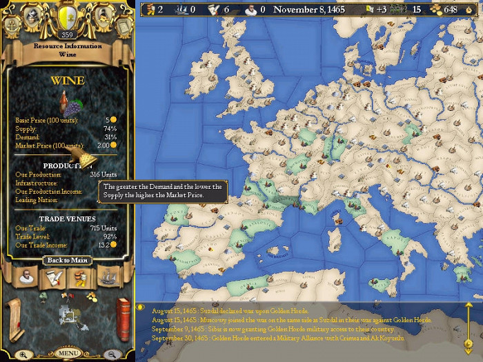 Скриншот из игры Europa Universalis 2
