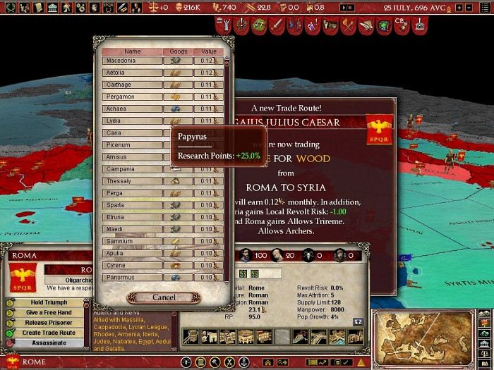 Скриншот из игры Europa Universalis: Rome Vae Victis