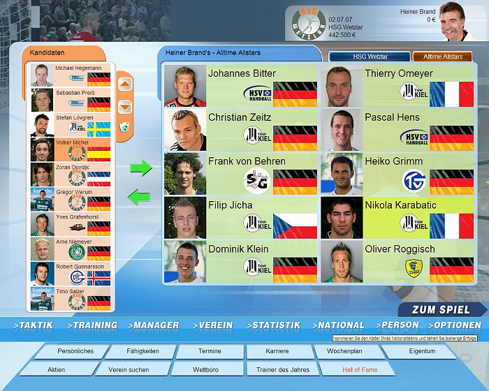 Скриншот из игры Handball Manager 2008