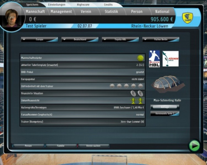 Скриншот из игры Handball Manager 2009