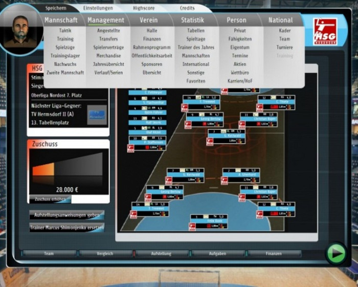 Скриншот из игры Handball Manager 2009