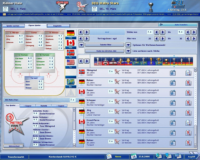 Скриншот из игры Heimspiel: Eishockeymanager 2007