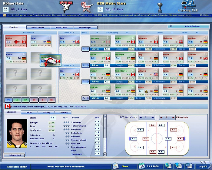 Скриншот из игры Heimspiel: Eishockeymanager 2007