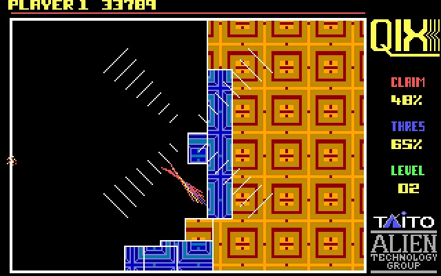 Скриншот из игры Qix: The Computer Virus Game