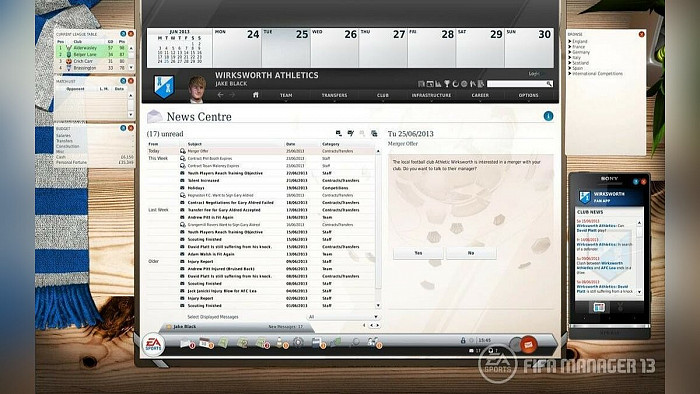 Скриншот из игры FIFA Manager 13