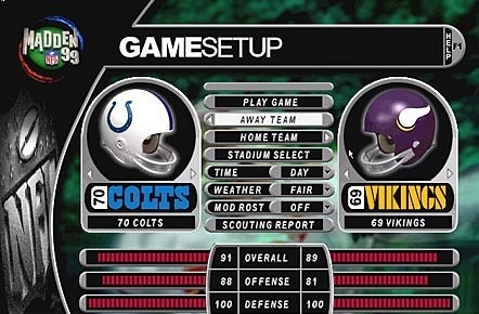 Скриншот из игры Madden NFL '99