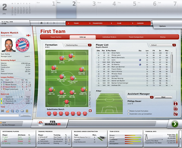Скриншот из игры FIFA Manager 09