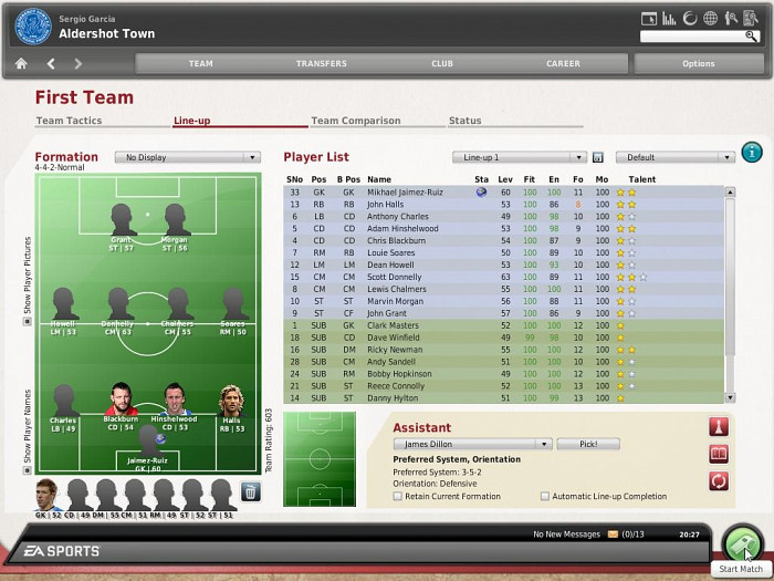 Скриншот из игры FIFA Manager 10