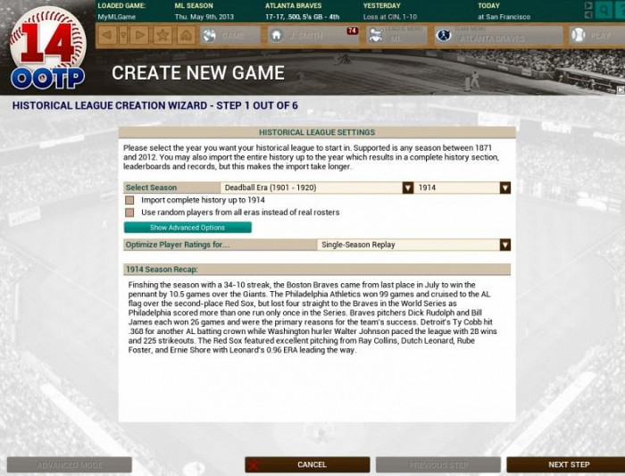 Скриншот из игры Out of the Park Baseball 14