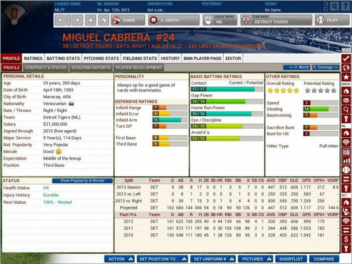 Скриншот из игры Out of the Park Baseball 14