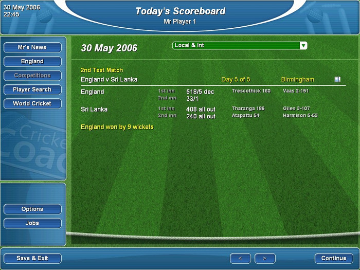 Скриншот из игры Marcus Trescothick's Cricket Coach