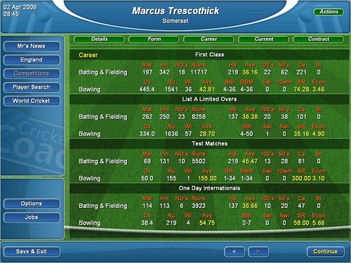 Скриншот из игры Marcus Trescothick's Cricket Coach