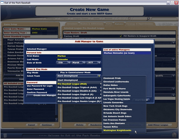 Скриншот из игры Out of the Park Baseball 2006