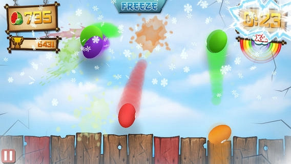 Скриншот из игры Fruit Ninja vs Skittles