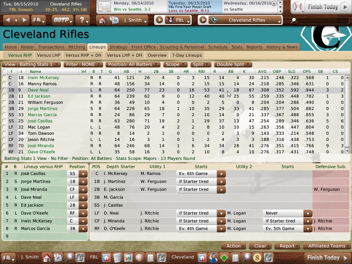 Скриншот из игры Out of the Park Baseball 12