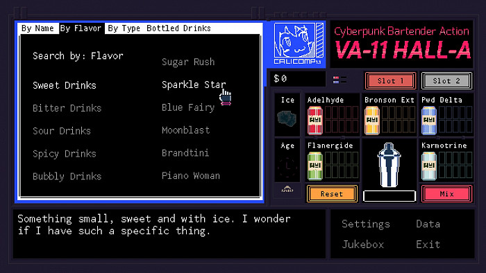Скриншот из игры VA-11 Hall-A: Cyberpunk Bartender Action