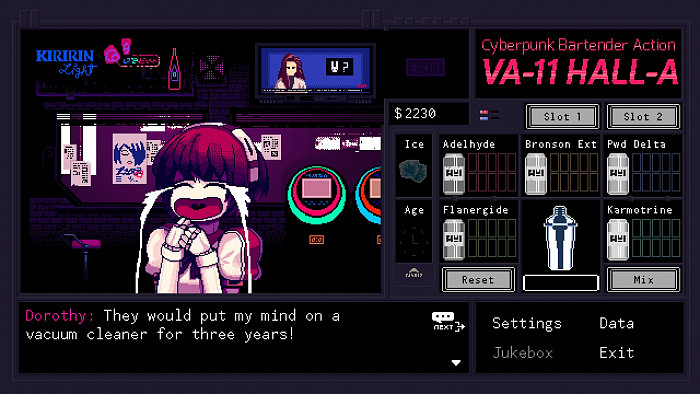 Скриншот из игры VA-11 Hall-A: Cyberpunk Bartender Action