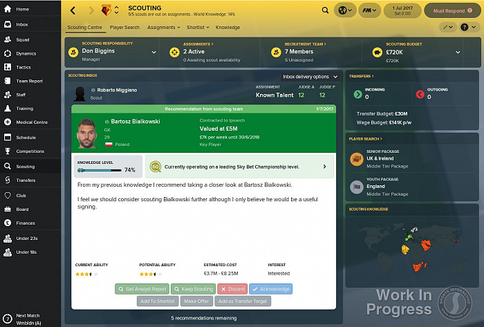 Скриншот из игры Football Manager 2018