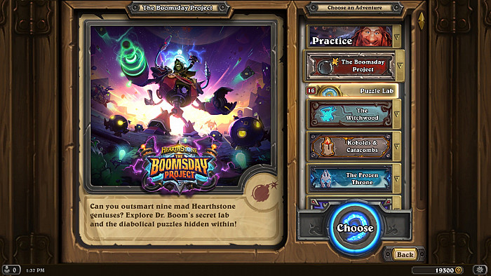 Скриншот из игры Hearthstone: The Boomsday Project