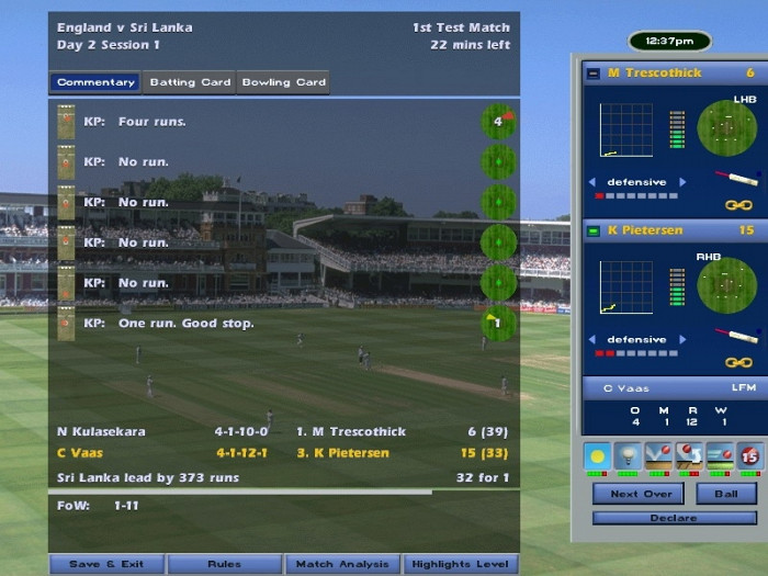 Скриншот из игры International Cricket Captain 2006