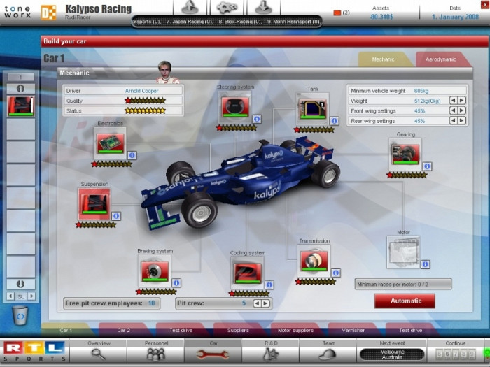 Скриншот из игры RTL Racing Team Manager