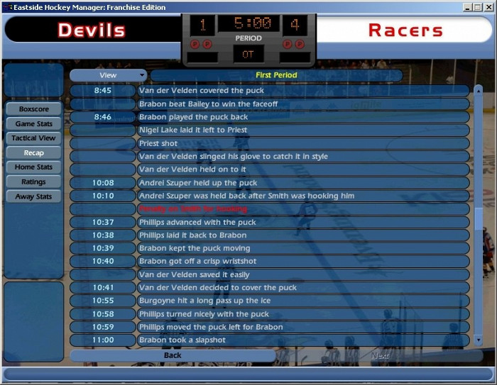 Скриншот из игры NHL Eastside Hockey Manager