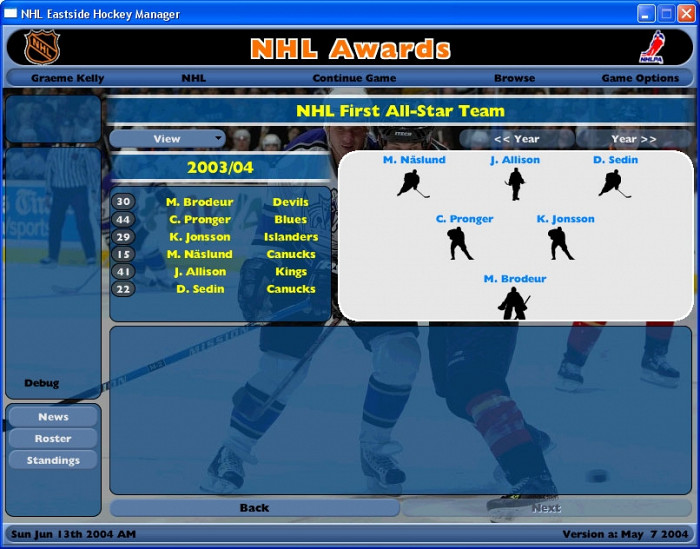 Скриншот из игры NHL Eastside Hockey Manager