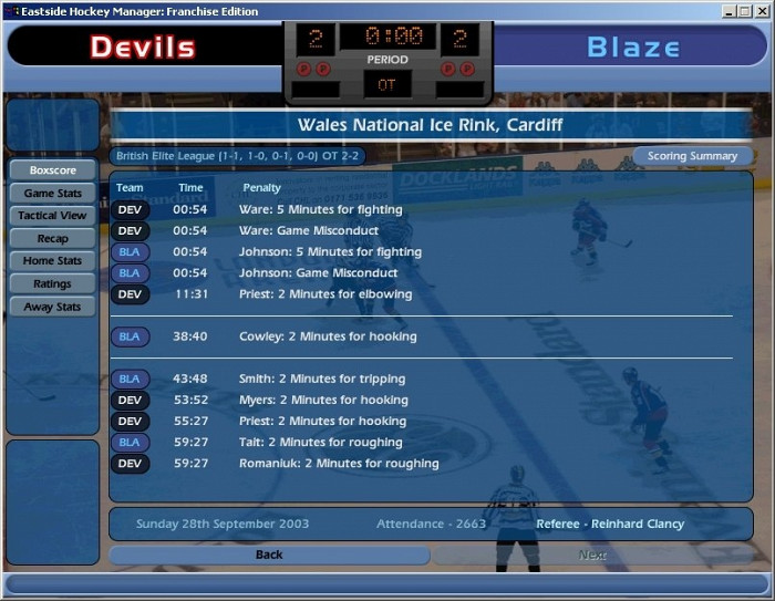 Скриншот из игры NHL Eastside Hockey Manager