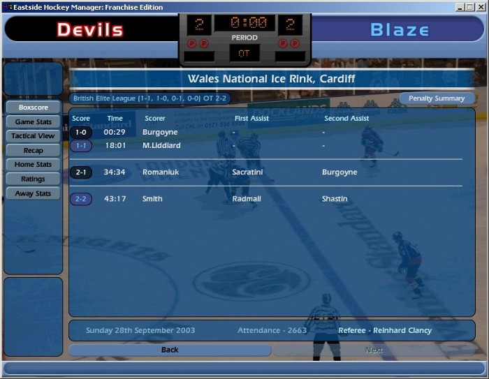Скриншот из игры NHL Eastside Hockey Manager