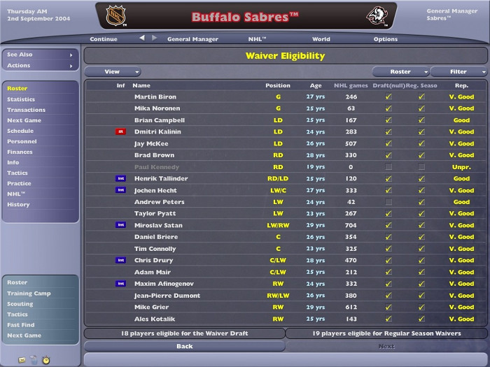 Скриншот из игры NHL Eastside Hockey Manager 2005