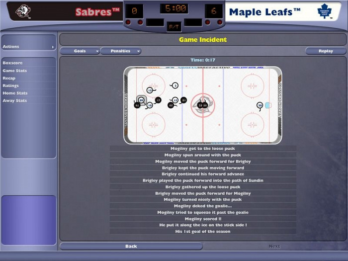 Скриншот из игры NHL Eastside Hockey Manager 2005