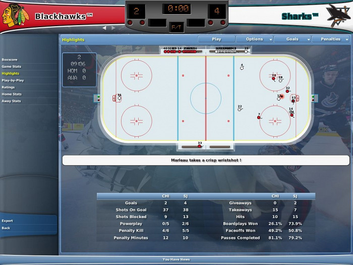 Скриншот из игры NHL Eastside Hockey Manager 2007