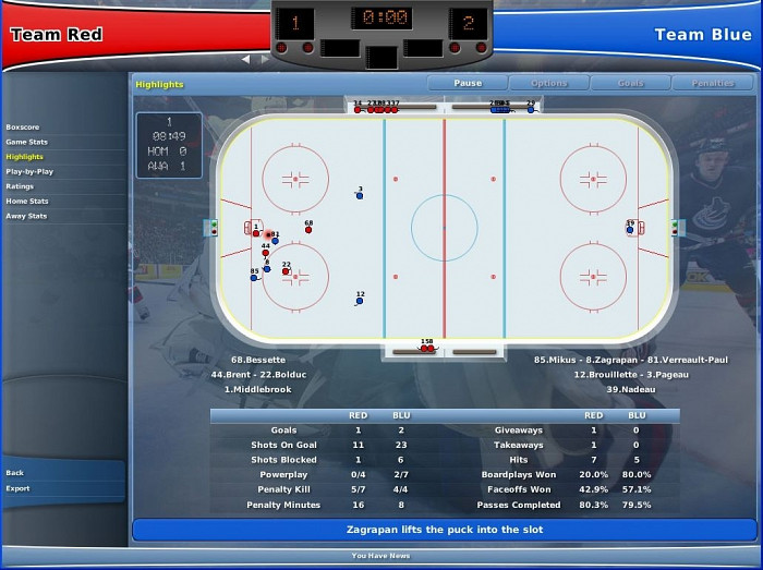 Скриншот из игры NHL Eastside Hockey Manager 2007