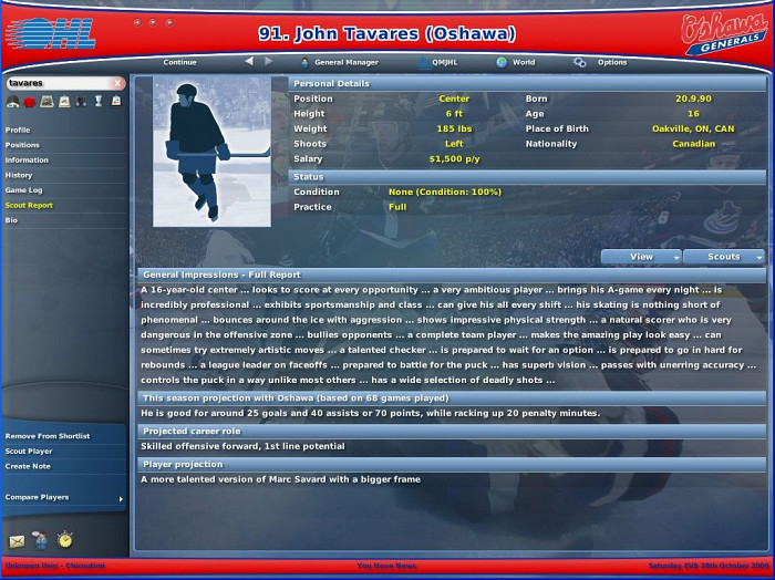 Скриншот из игры NHL Eastside Hockey Manager 2007