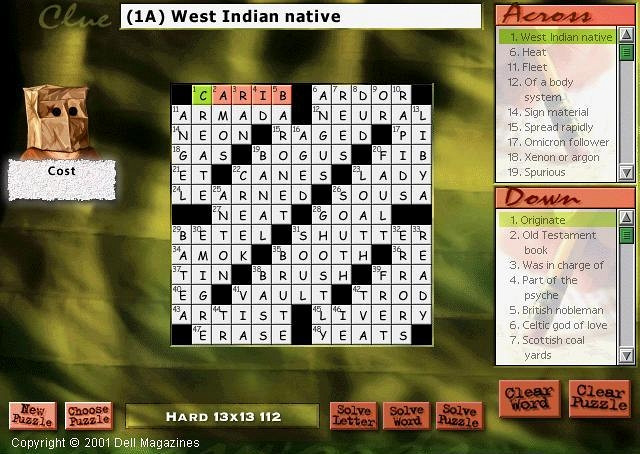 Скриншот из игры Dell Magazines Crossword