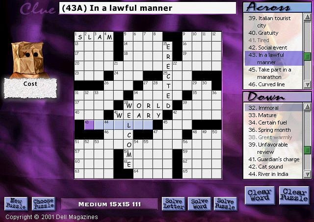 Скриншот из игры Dell Magazines Crossword