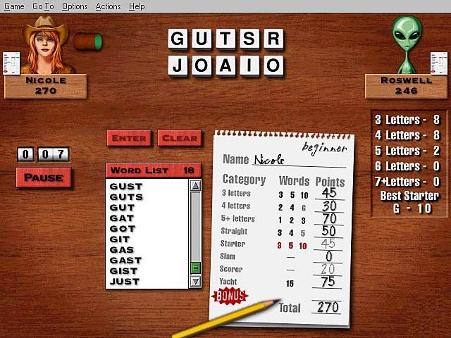 Скриншот из игры Hoyle Word Games 2002