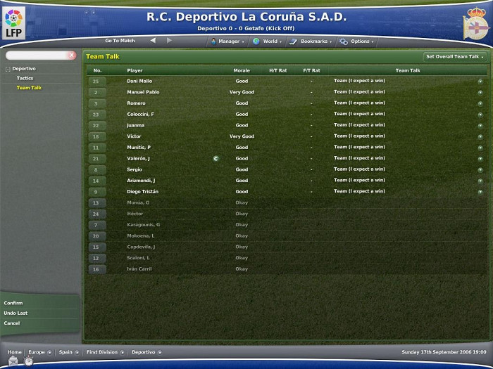 Скриншот из игры Football Manager 2007