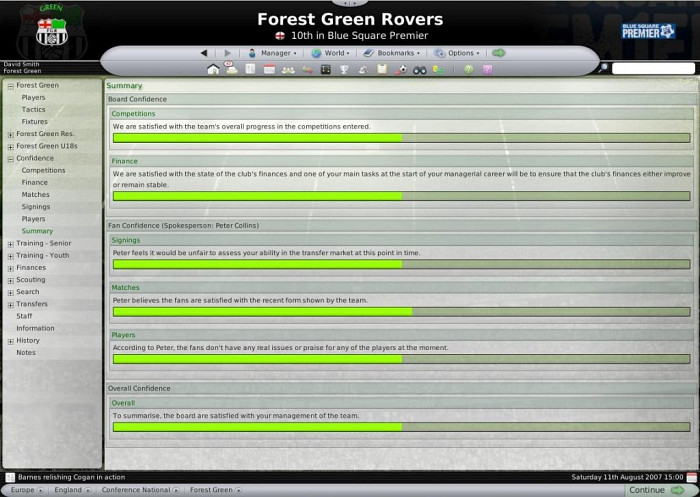 Скриншот из игры Football Manager 2007