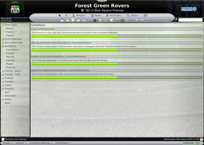 Скриншот из игры Football Manager 2007