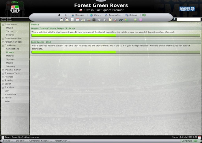 Скриншот из игры Football Manager 2007