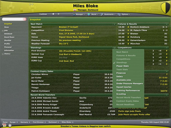 Скриншот из игры Football Manager 2007
