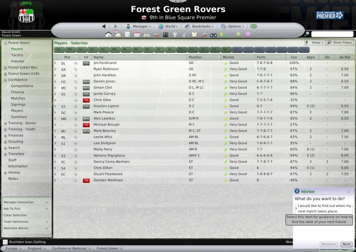 Скриншот из игры Football Manager 2008